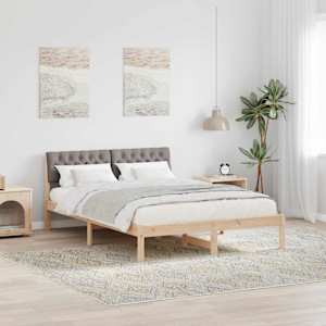Rám postele Hnědá a taupe 140 x 200 cm Masivní borovicové dřevo - obrázek 1