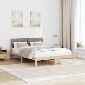 Rám postele Hnědá a taupe 140 x 200 cm Masivní borovicové dřevo - obrázek 4