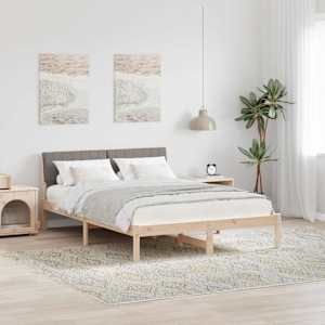 Rám postele Hnědá a taupe 140 x 190 cm Masivní borovicové dřevo - obrázek 1