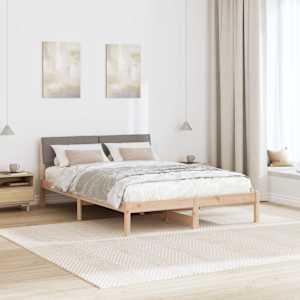 Rám postele Hnědá a taupe 140 x 190 cm Masivní borovicové dřevo - obrázek 4