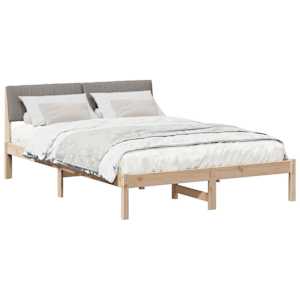 Rám postele Hnědá a taupe 140 x 190 cm Masivní borovicové dřevo - obrázek 3