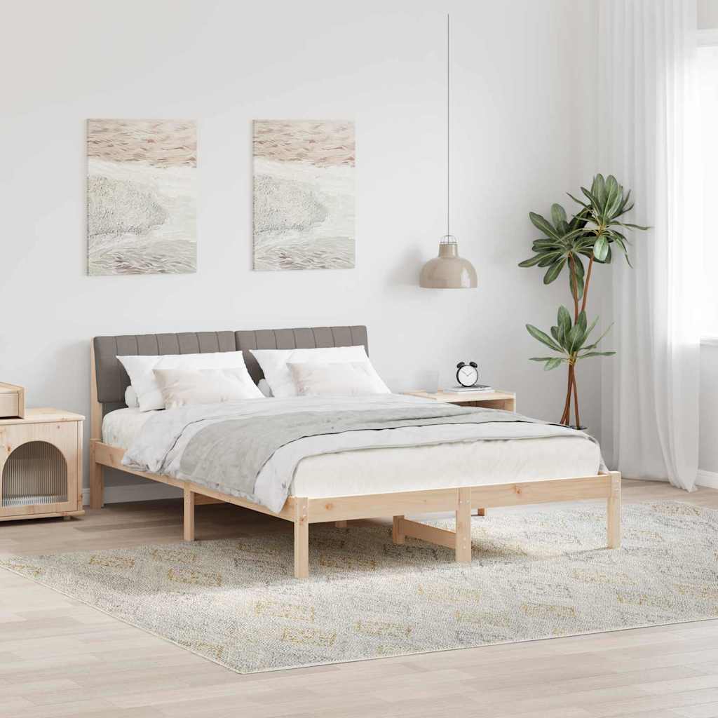 vidaXL Bettgestell Braun und Taupe 135 x 190 cm Massivholz Kiefer