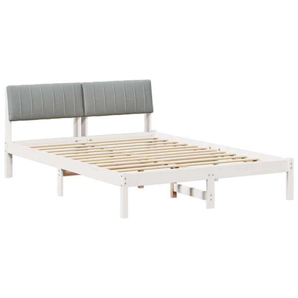vidaXL Beti raam peaga Valge ja helehall 135 x 190 cm M&auml;nnipuit