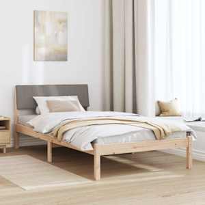 Rám postele Hnědá a taupe 100 x 200 cm Masivní borovicové dřevo - obrázek 4