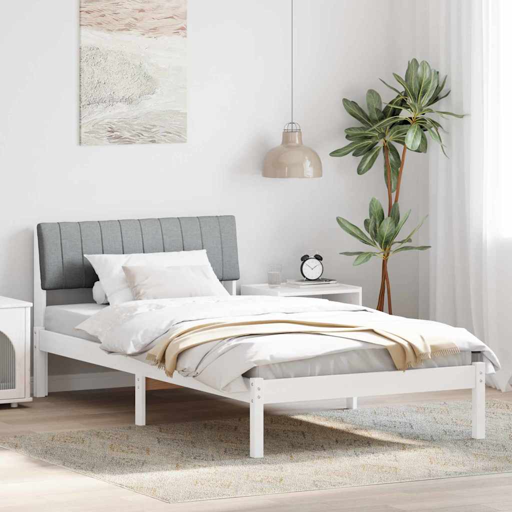 Paturi si accesorii - Cadru de pat Alb și gri deschis 100 x 200 cm Lemn masiv de pin
