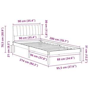 Rám postele Hnědo-černá 90 x 200 cm Masivní borovicové dřevo - obrázek 11