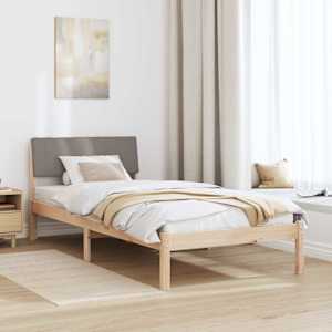 Rám postele Hnědá a taupe 90 x 200 cm Masivní borovicové dřevo - obrázek 4