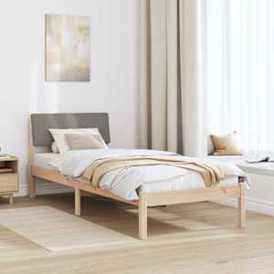 Rám postele Hnědá a taupe 80 x 200 cm Masivní borovicové dřevo - obrázek 4