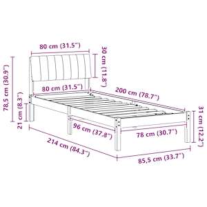 Rám postele Hnědá a taupe 80 x 200 cm Masivní borovicové dřevo - obrázek 11