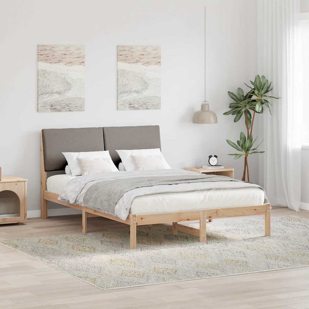 Paturi & cadre pat - Cadru de pat Maroniu și taupe 140 x 190 cm Lemn masiv de pin