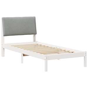 vidaXL Beti raam peaga Valge ja helehall 100 x 200 cm M&auml;nnipuit