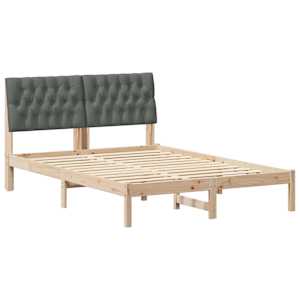 Rám postele s čelo Tmavě šedá 140 x 200 cm Masivní borové dřevo - obrázek 2