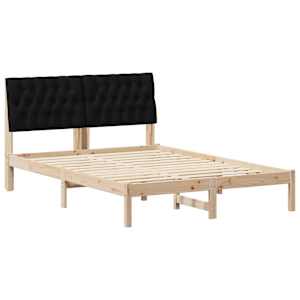 Rám postele s čelo Černá 140 x 200 cm Masivní borové dřevo - obrázek 2