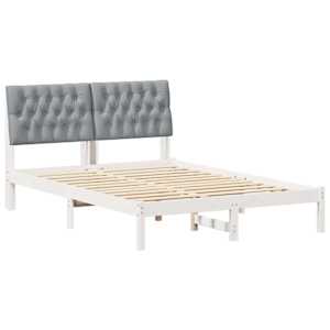 Rám postele Světle šedá 140 x 200 cm Masivní borové dřevo - obrázek 2