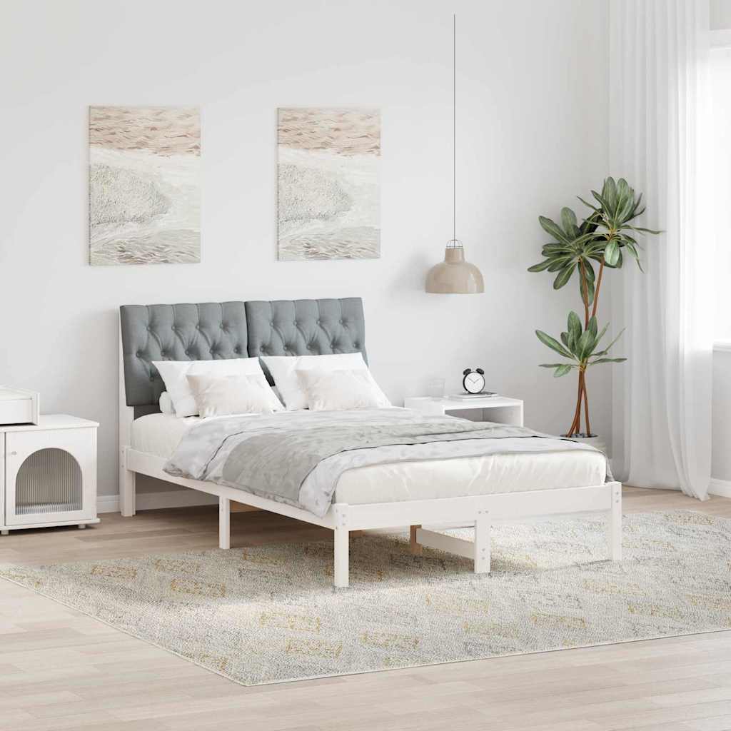 Paturi & cadre pat - Cadru de pat cu tăblie tapițată cu headboard Alb 120 x 200 cm
