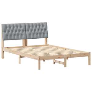 Rám postele Světle šedá 140 x 190 cm Masivní borové dřevo - obrázek 2