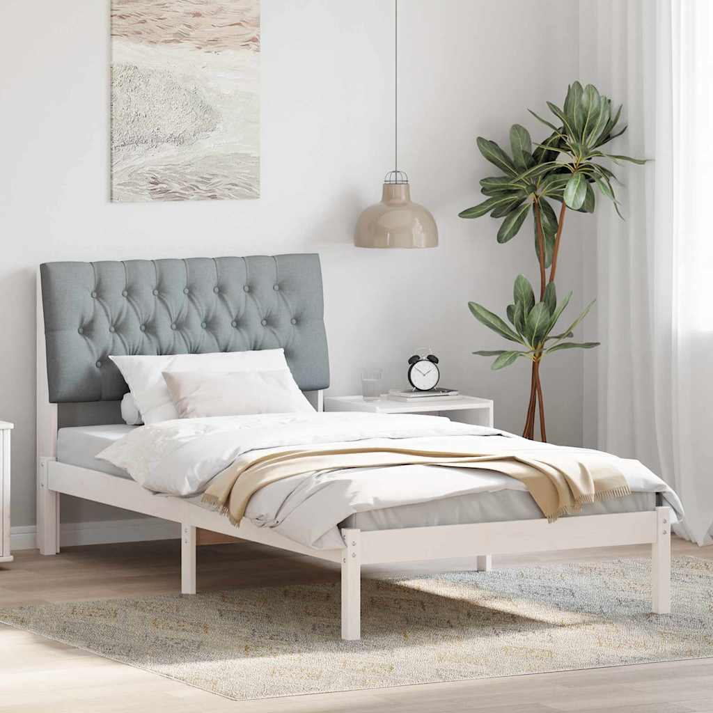 Paturi & cadre pat - Cadru de pat cu tăblie tapițată cu headboard Alb 100 x 200 cm