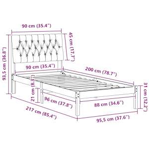 Rám postele s čalouněným čelem s čelo Bílá 90 x 200 cm - obrázek 11