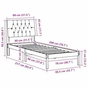 Rám postele s čalouněným čelem s čelo Hnědá 80 x 200 cm - obrázek 11