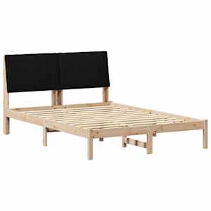 Rám postele s čelo Černá 140 x 200 cm Masivní borové dřevo - obrázek 2