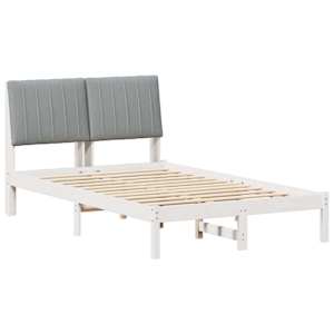 Rám postele s čelo Bílá 120 x 200 cm Masivní borové dřevo - obrázek 2