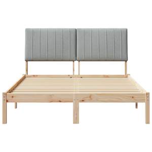 Rám postele Světle šedá 140 x 190 cm Masivní borové dřevo - obrázek 5
