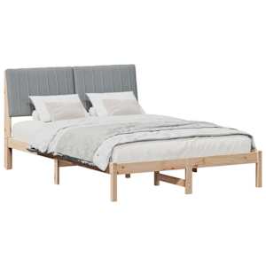 Rám postele Světle šedá 140 x 190 cm Masivní borové dřevo - obrázek 3