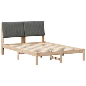 Rám postele s čelo Tmavě šedá 140 x 190 cm Masivní borové dřevo - obrázek 2