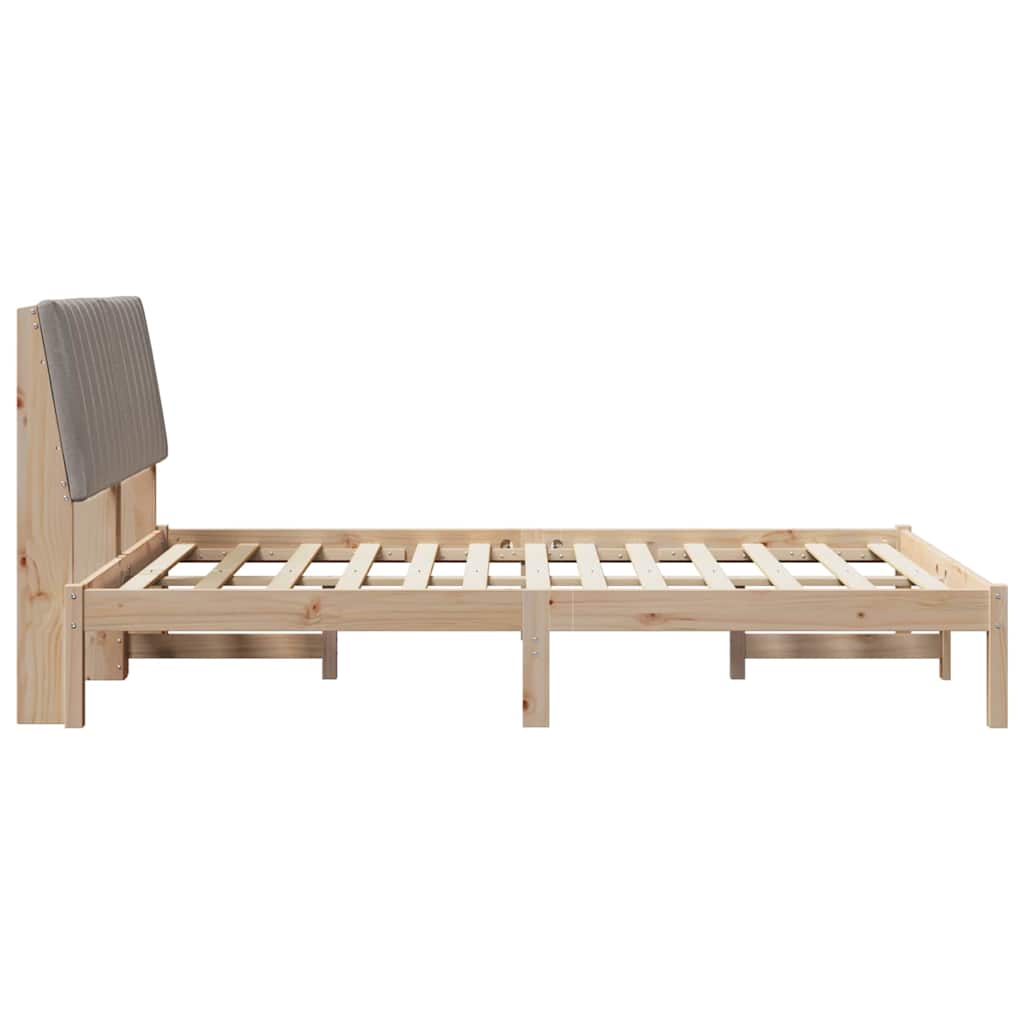 Bedframe met hoofdeinde Taupe 140 x 190 cm Massief grenenhout image 6