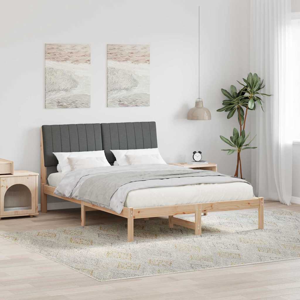 Paturi si accesorii - Cadru de pat cu headboard Maro 135 x 190 cm țesătură