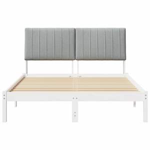 Rám postele s čelo Bílá 135 x 190 cm Masivní borové dřevo - obrázek 5