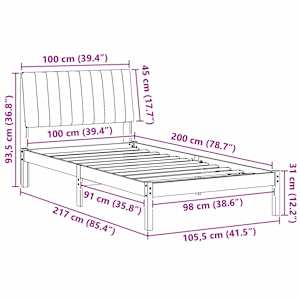 Rám postele s čelo Hnědá 100 x 200 cm Masivní borové dřevo - obrázek 11