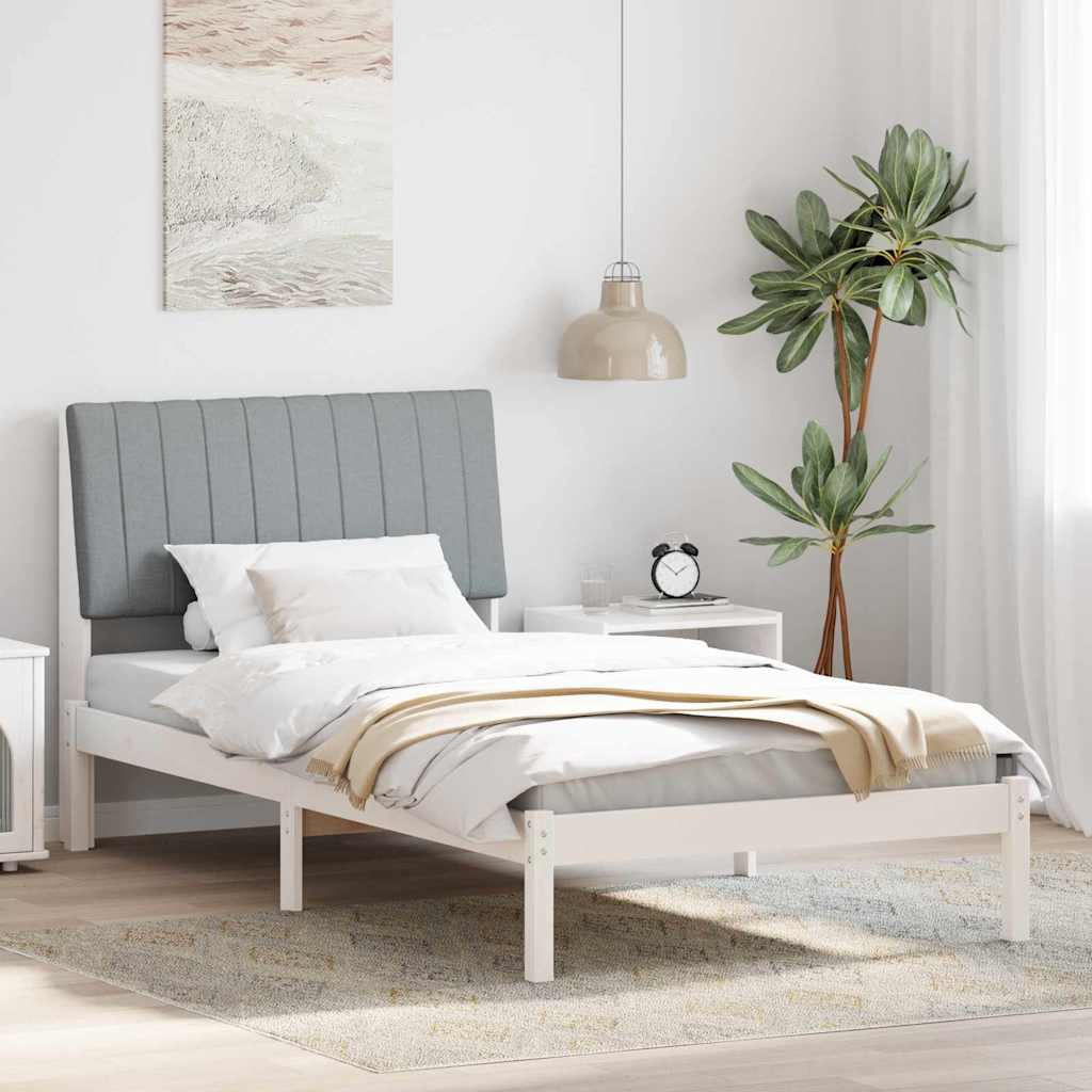 Paturi si accesorii - Cadru de pat cu headboard Alb 100 x 200 cm țesătură