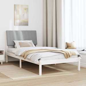 Rám postele s čelo Bílá 100 x 200 cm Masivní borové dřevo - obrázek 4