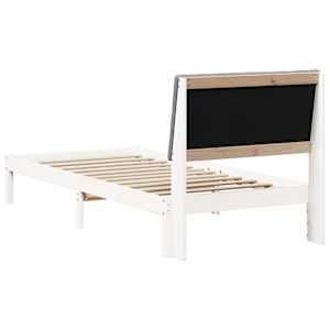 Rám postele s čelo Bílá 90 x 200 cm Masivní borové dřevo - obrázek 7