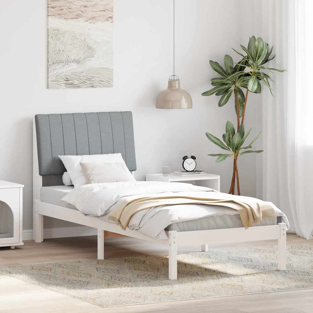 Paturi si accesorii - Cadru de pat cu headboard Alb 80 x 200 cm țesătură