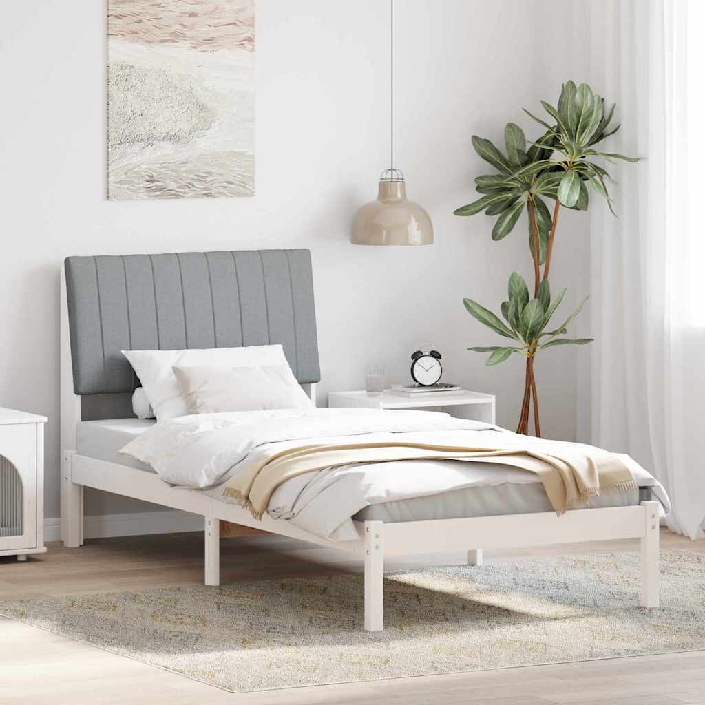 Paturi & cadre pat - Cadru de pat cu headboard Alb 90 x 190 cm țesătură