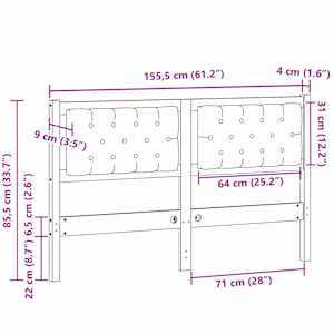 Čelo postele Bílá a světle šedá 150 cm Masivní borovicové dřevo - obrázek 11