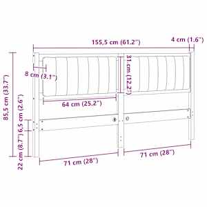 Čalouněné čelo postele s čelo Bílá 150 cm Masivní borové dřevo - obrázek 11