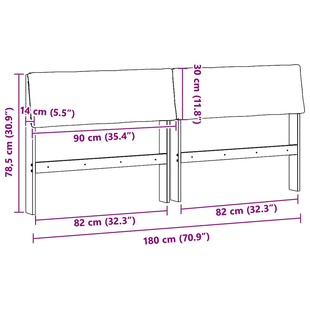 Polsterdatud voodiots Pruunikashall 180 cm Tahke mänd - Image 11