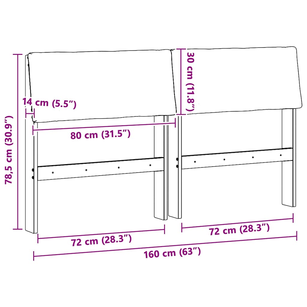 Polsterdatud voodiots Helehall 160 cm Tahke mänd - Image 11