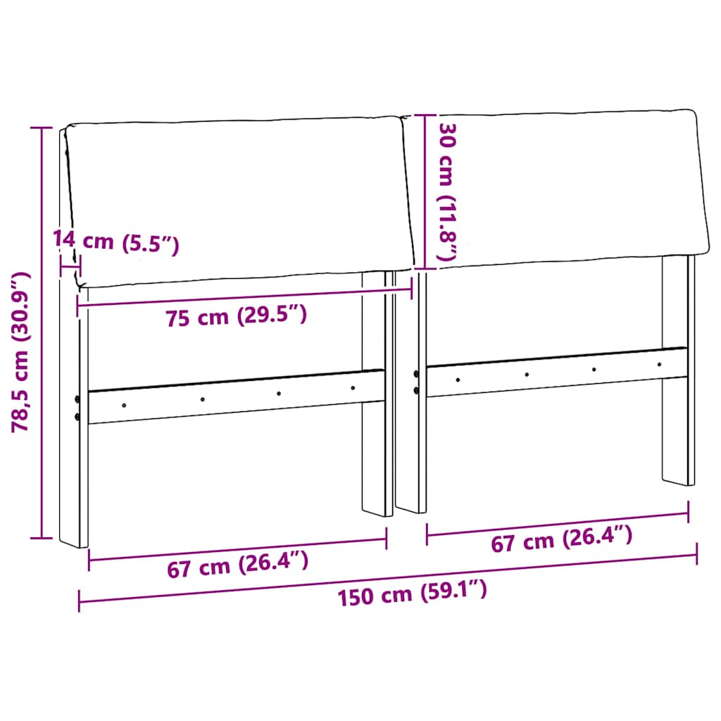 Polsterdatud voodiots Helehall 150 cm Tahke mänd - Image 11