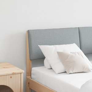 Tapecirano vzglavje Svetlo siva 120 cm Masivno borovo les