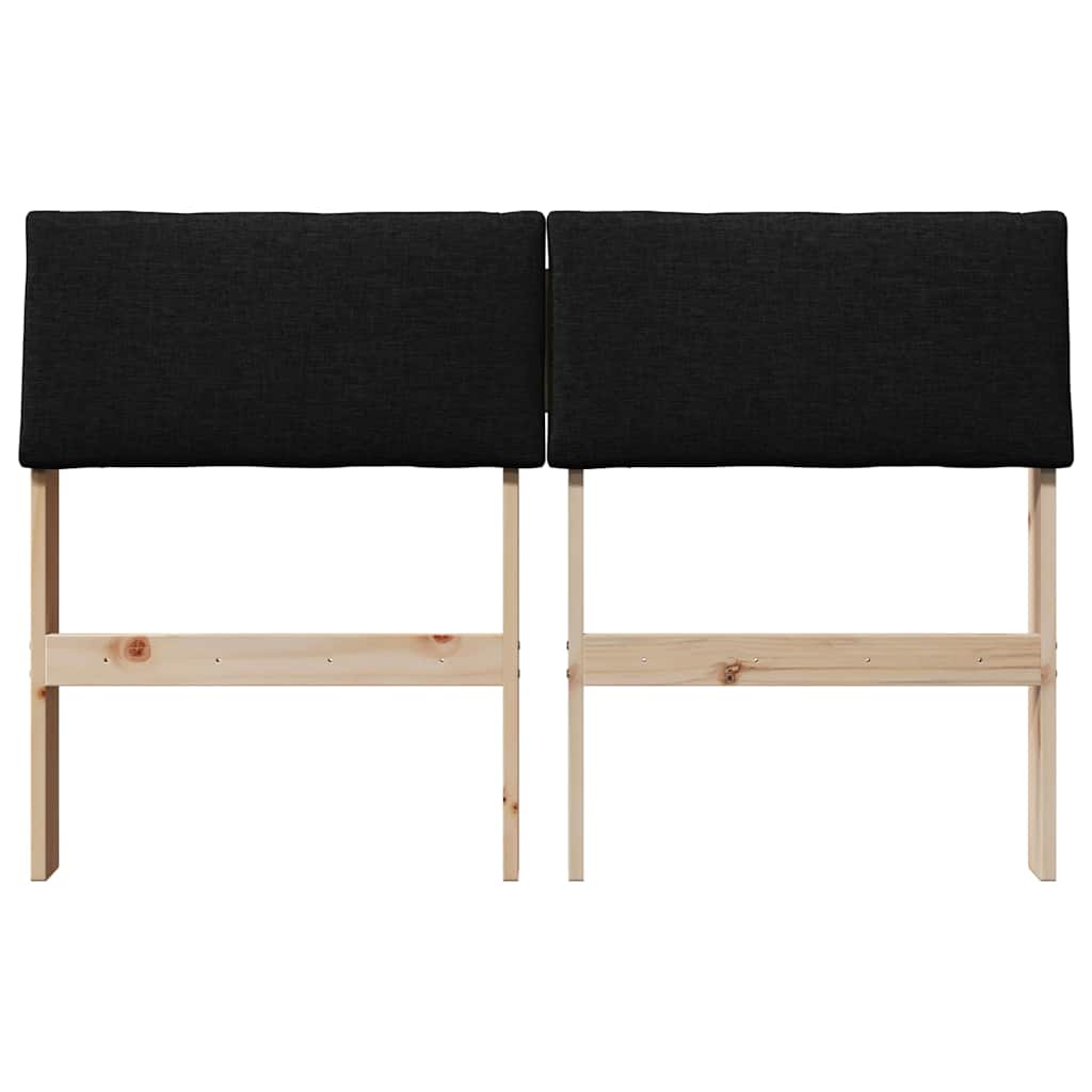 Polsterdatud voodiots Must 120 cm Tahke mänd - Image 4