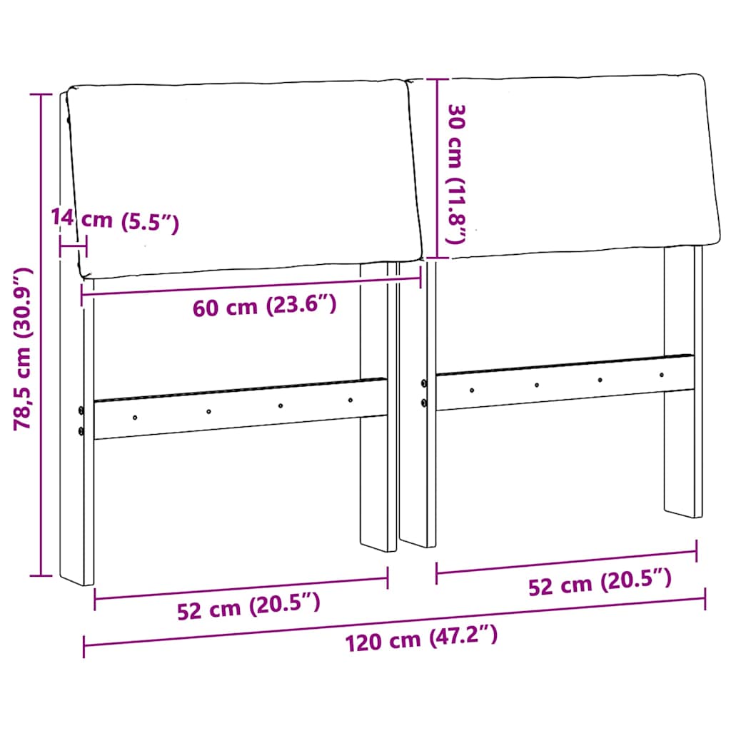 Polsterdatud voodiots Must 120 cm Tahke mänd - Image 11
