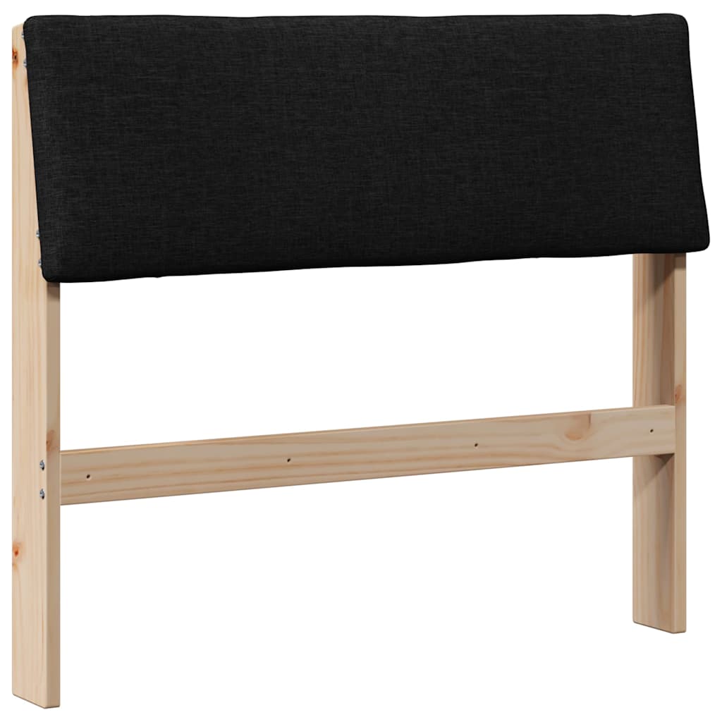 Polsterdatud voodiots Must 90 cm Tahke mänd - Image 2