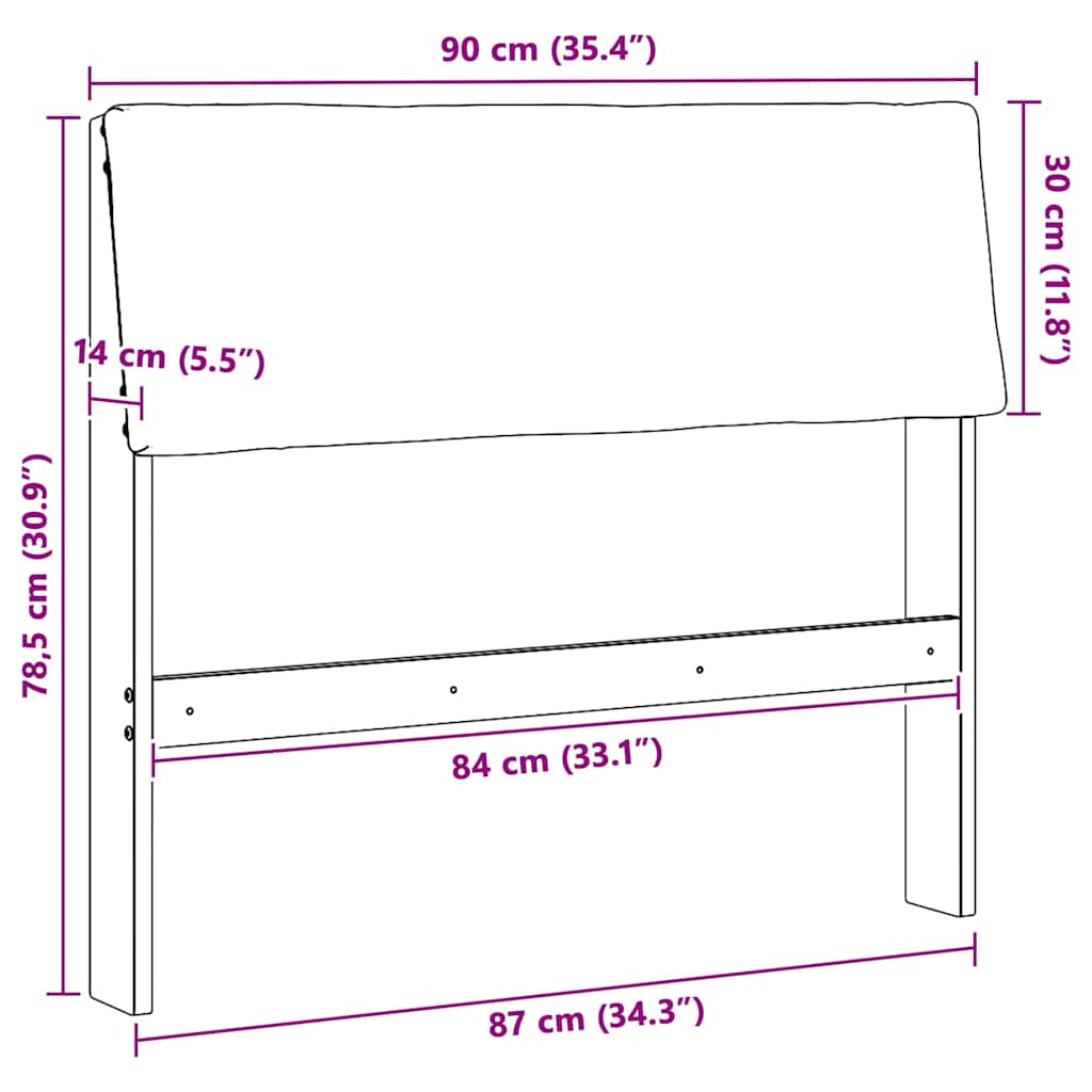 Polsterdatud voodiots Must 90 cm Tahke mänd - Image 11