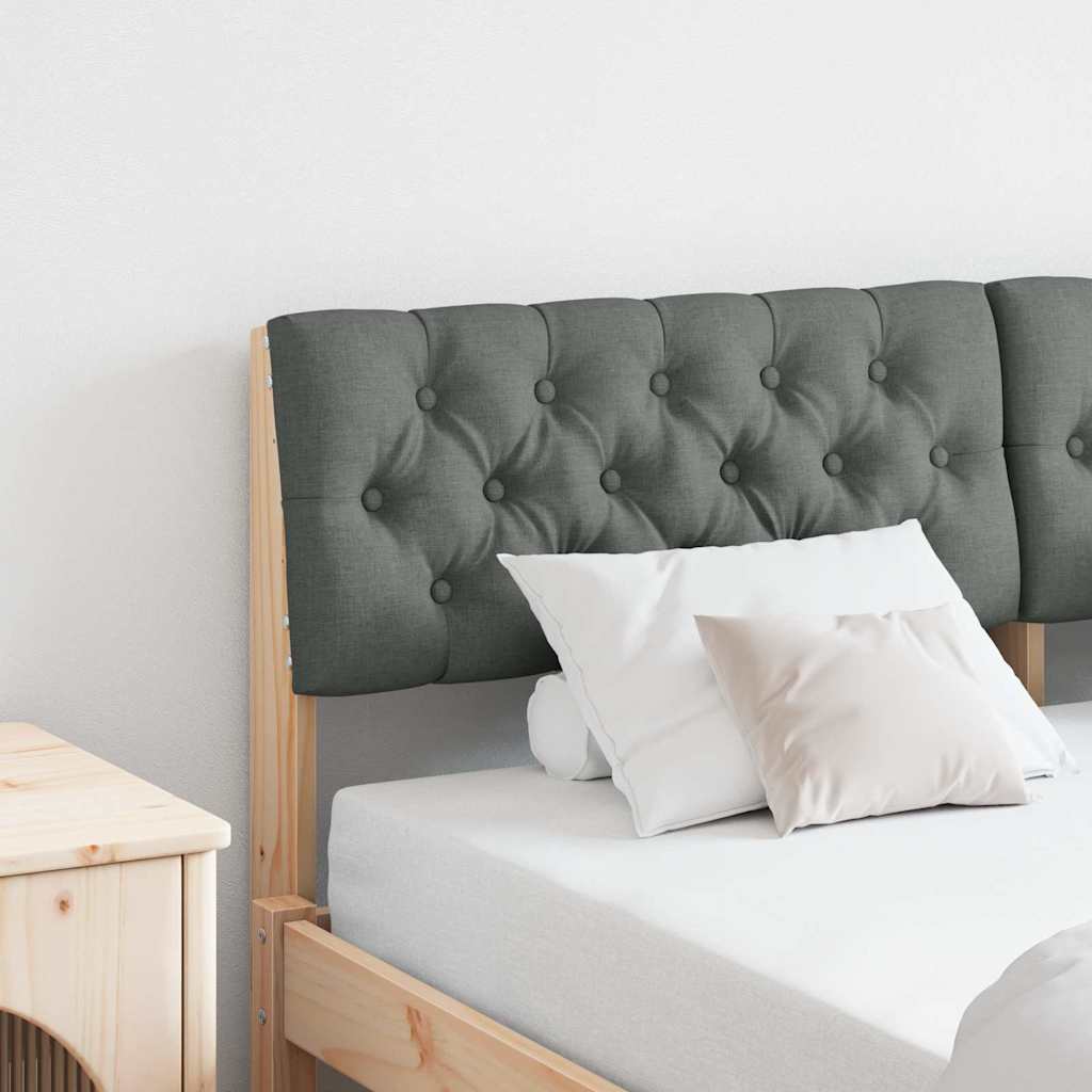 Paturi si accesorii - Tăblie tapițată Gri închis 160 cm Lemn de pin masiv