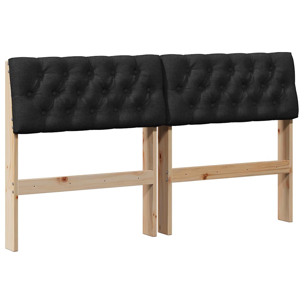 vidaXL Gestoffeerd hoofdbord Zwart 135 cm Massief grenenhout, foto 3