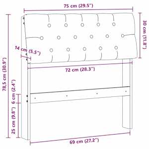 Čalouněné čelo postele Taupe 75 cm Masivní borové dřevo - obrázek 11